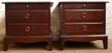 Pair of Stag Minstrel 2 Drawer Bedside Cabinet with Pullout Flap Mahogany