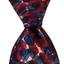 KARL LAGERFELD Men's Silk Necktie USA Designer Geometric Burgundy/Blue/White EUC
