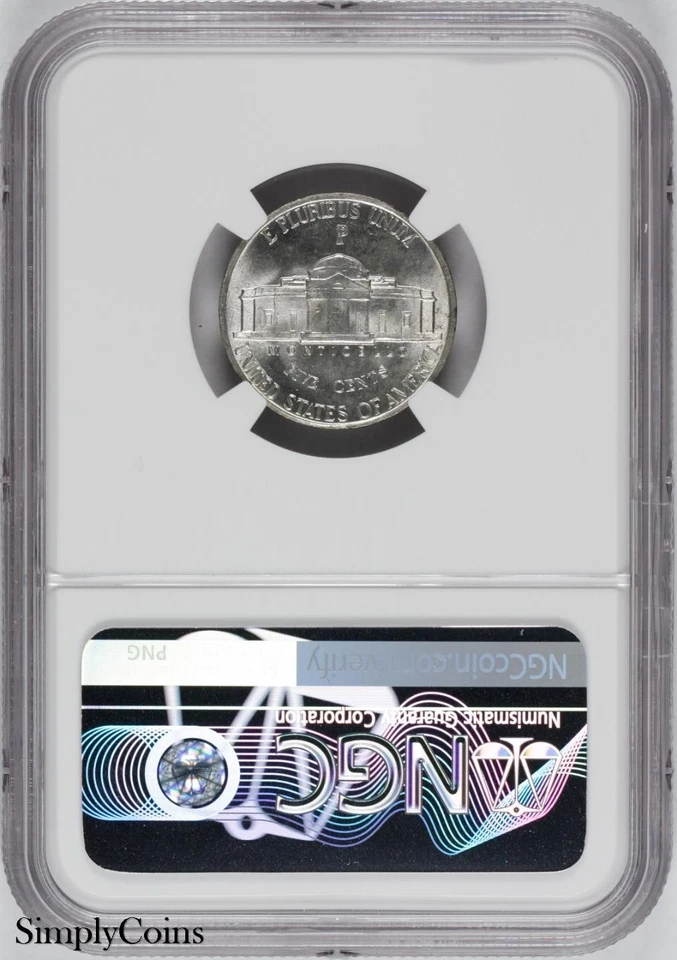 1943-P/P Jefferson Nickel NGC MS66 RPM VP-004 SILVER WAR 1 of 8 in 66! - Image 2 of 4