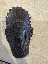 VINTAGE Judd Cast Iron Native American Indian Chief Paper Weight Clip 5251