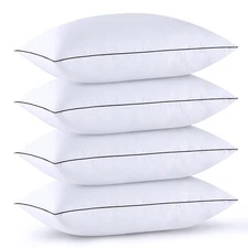 King Size Pillows Set of 4, Luxury Hotel Bed Pillows Set with Down Alternativ...