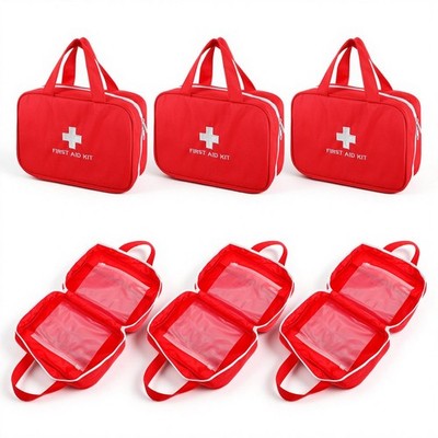 6 Pack First Aid Kit Bag Empty, Red Oxford Fabric Emergency Medical Pouch Tra...