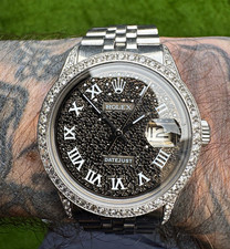 36mm Rolex Datejust Automatic, Black Diamond Pave Dial Roman, Diamond Bezel