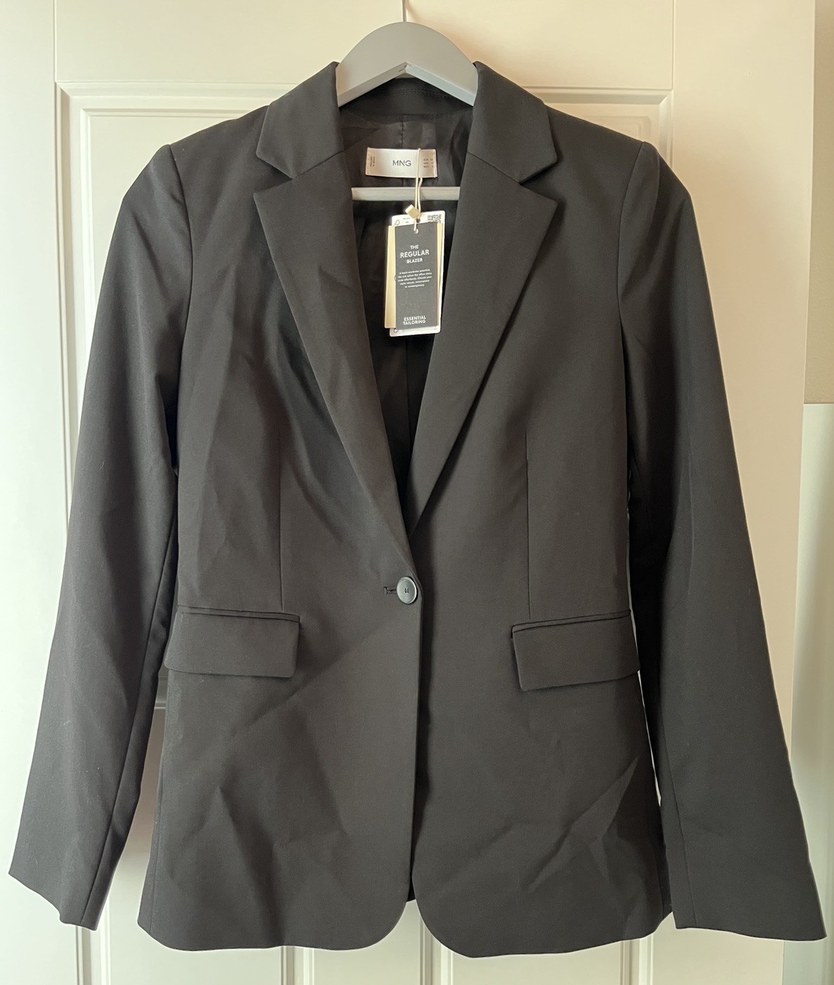 MNG Mango One Button Black Blazer Women's Size 4 NWT