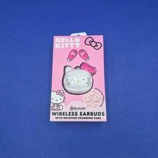 Sanrio Hello Kitty Bluetooth Wireless Earbuds w/ Rotating Face Charging Case NIB
