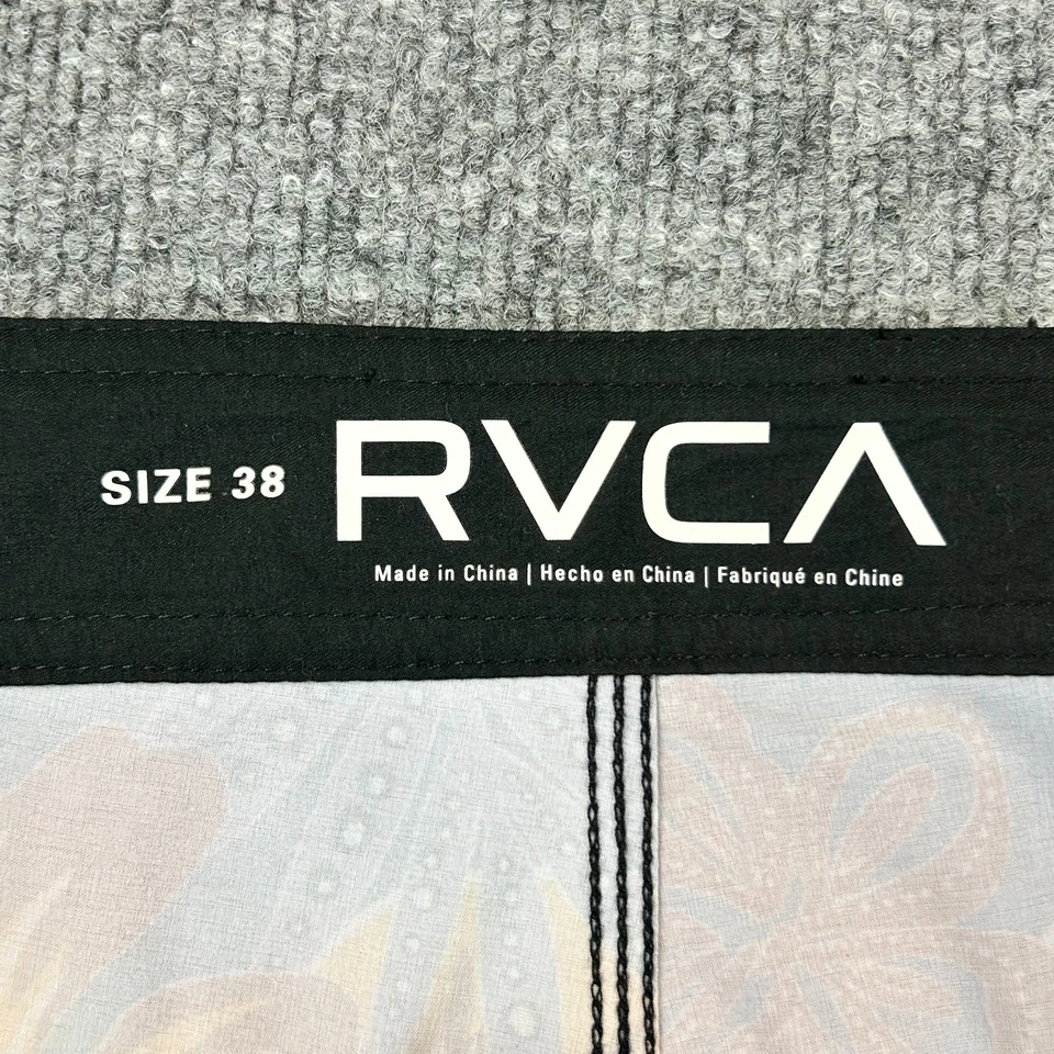 RVCA Boardshorts Para Hombres 38 Negro Floral Hawaiano Surf Bañador Resort Patinador Foto 2 de 4