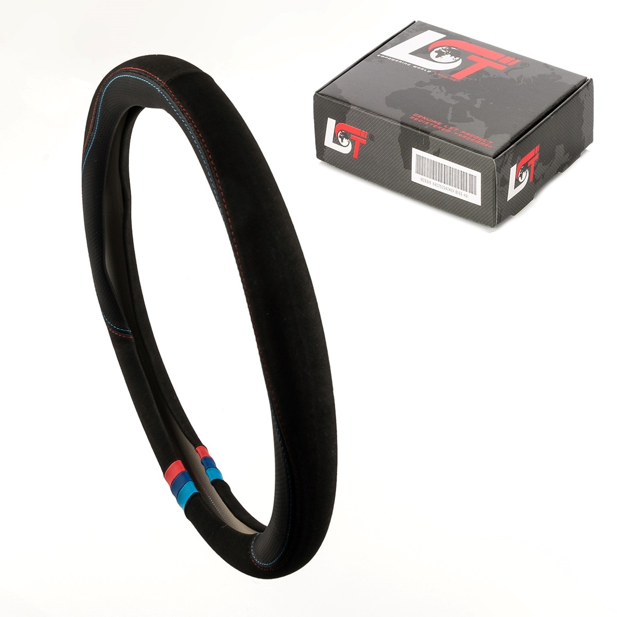 Steering Wheel Cover Ø 38 CM 15 Inch Black Red Blue for Skoda