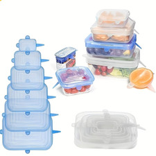 6 Pcs Silicone Food Covers - Silicone Bowl Lid Set - Food Storage Sealing Covers