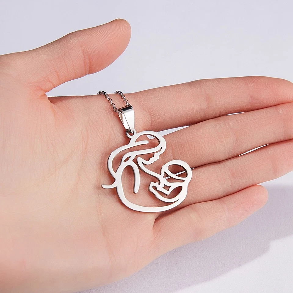  Collana in lega d'argento Embrace Baby Pendant Creative Hollow Out Collana - Immagine 3 di 4