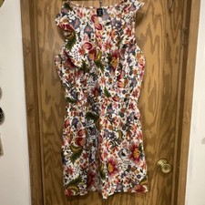 City Streets Floral Sleeveless Sundress Ruffle 100% Cotton Multicolor Large