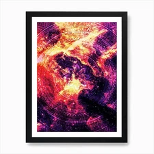 Cosmic mandala #7 - space neon post Framed Wall Art Poster Canvas Print Picture