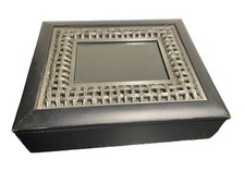 VTG 1990 Wooden Decor Hinged Keepsake Box Photo Frame Velvet Lined Free Shipping