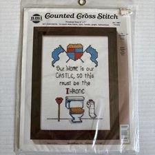 Vintage Needle Magic NMI Counted Cross Stitch Kit 1861 Bathroom Decor 5x7 Humor