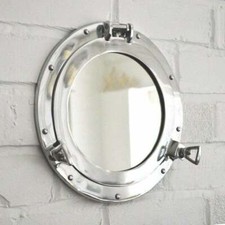 17''Aluminum Porthole Mirror With Silver Finish - Nautical Ship Wall Home D cor