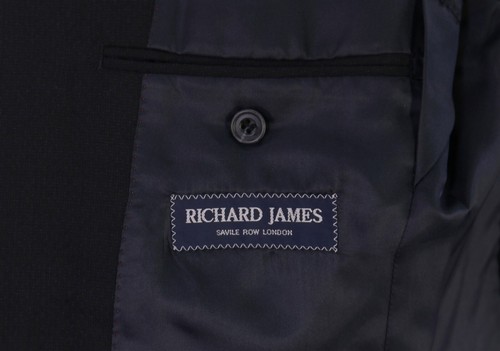 Richard James Savile Row Black Knit Woven 3-Btn Hacking Suit 36S - Picture 8 of 11
