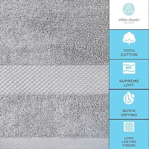 Hand Towels Dolphin Gray Soft Cotton Luxury Absorbent Hotel towel 6-Pk 16x27 - Picture 2 of 4