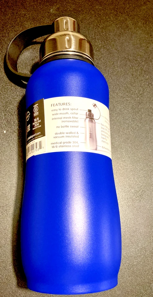 Botella deportiva aislada Thinksport azul 25 oz 750 ml grado médico Foto 3 de 3
