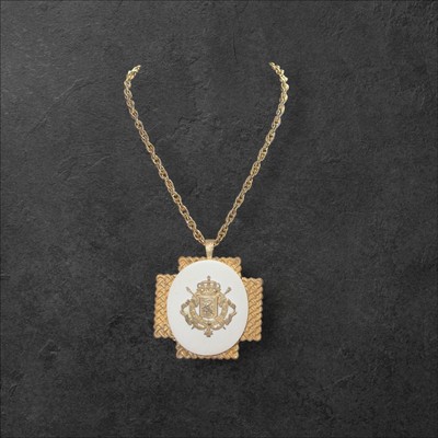 Miriam Haskell Necklace- Vintage pressed medallion gold 1950s signed