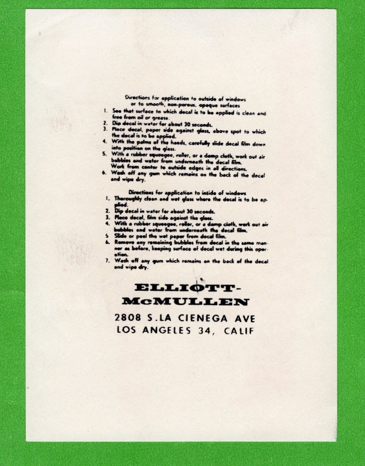 VINTAGE ORIGINAL 1960 MICKEY THOMPSON "CHALLENGER 1" LONG BEACH CAL