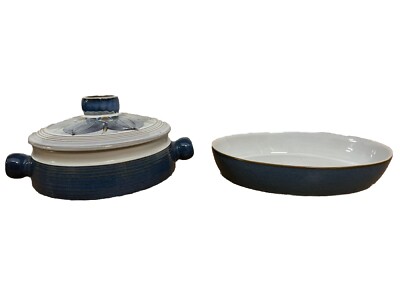 Denby Langley Chatsworth Deckel Kasserolle Terrine Ansatz Griffe & große ovale Schüssel