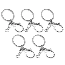 5pcs Lobster Clasp Keychain Key Hook Key Ring Silver Backpacks Hanging Findings