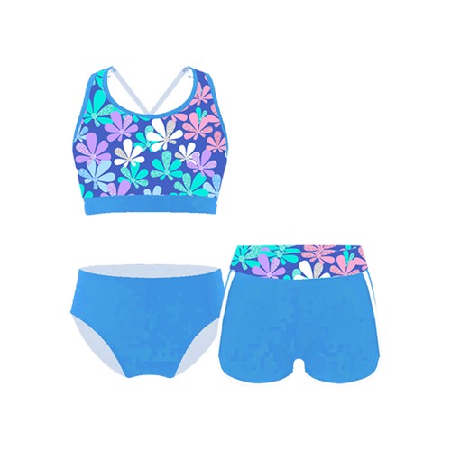 3PCS Kids Swimwear Bathing Suits Halter Tank Briefs Set Beach Print Swimsuit - Picture 58 of 75