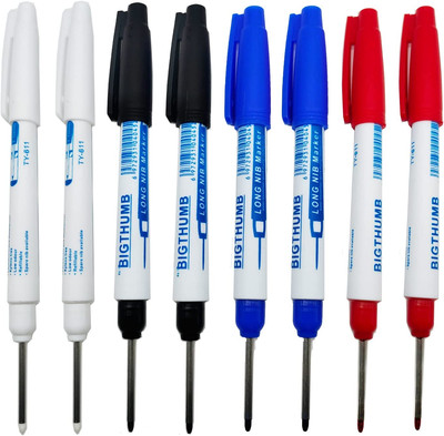 8-Piece Waterproof Deep Reach Permanent Markers for Carpenters and Builders