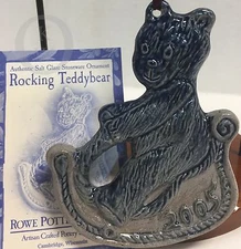 NIB*Rowe Potter-Salt Glazed- 2005 Rocking Bear Ornament  16353B 