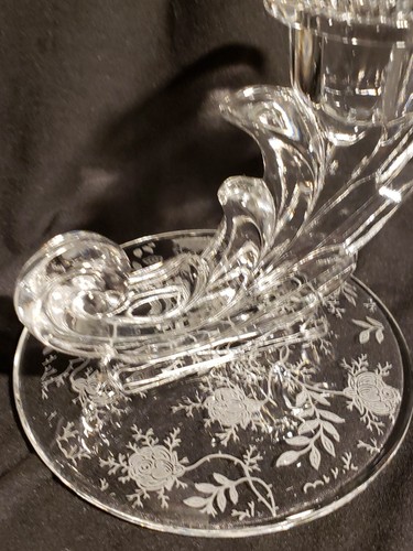 Fostoria - Meadow Rose - Baroque Candle Candleholder Pair - Picture 6 of 12