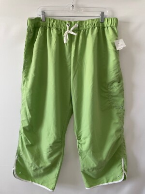 Afi Sport Womens Green High Rise Elastic Waist Activewear Cropped Pants Size 2X
