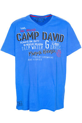 Camp David Maglietta Uomo Con Piccole Stampe In Gomma: Scollo A V, Vestibilità Classica, Casual Chic