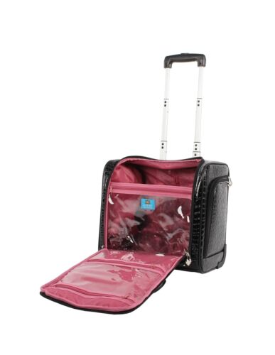 Kathy Van Zeeland Croco PVC Designer Underseat Luggage - 15 Inch Carry On Sui... - Picture 4 of 6