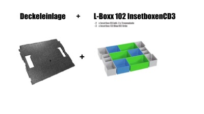 L-Boxx InsetBoxen CD3(Blau/Grün) und Deckeleinlage für die L-BOXX 102/W-Boxx 102