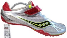 Saucony Spitfire 2 Men's Track Spikes Running Sprint Shoes 11 Silver Red Citron