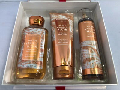 Bath & Body Works WARM VANILLA SUGAR Gift Box Set Body Mist Cream