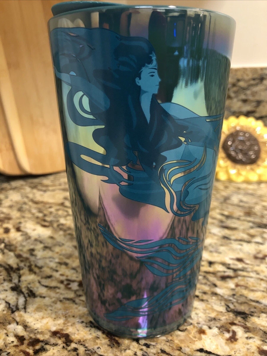 Starbucks 2023 Teal Blue Iridescent ￼Siren Mermaid Ceramic 12oz Travel  Tumbler