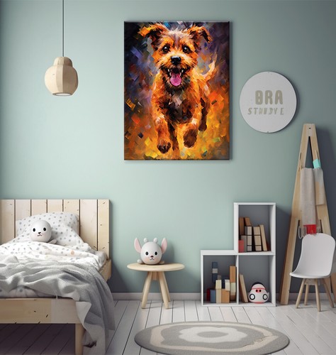 Border Terrier Dog Colourful Animal Painting Style Pet Canvas Print Wall Art - Picture 3 of 10