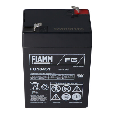 Fiamm FG10451 Blei Akku 6 Volt 4,5Ah 3FM4.5, passend für Leoch DJW6-4.0