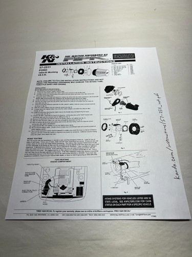 1994-1995 Mustang GT V6 V8 302 5.0L K&N Cold Air Kit 57-2511 - Picture 14 of 14