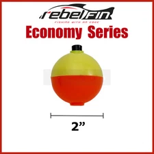 2" inch - ROUND - ORANGE & YELLOW - Fishing Bobber Float - 10 to 1000 Count Pack