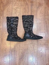 UGG Australia classic cardi knit tall sequin boots black gold size 6 fold over