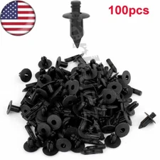 100 Pcs 7mm Hole Black Plastic Bumper Fender Push Car Door Clips Rivet Panel