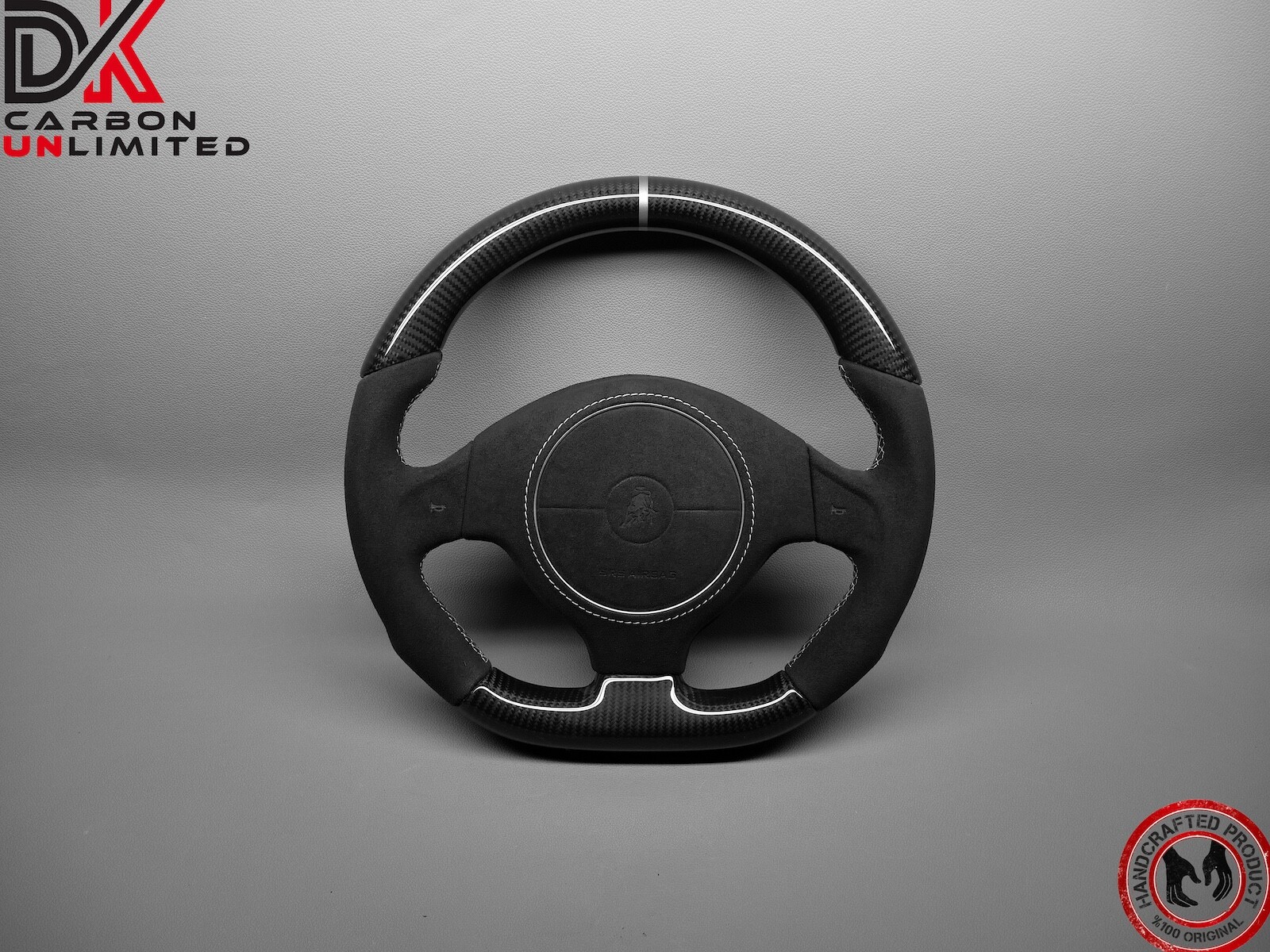Lamborghini Murcielago LP640 LP650 Alcantara 5mm Silver Carbon Steering Wheel v3