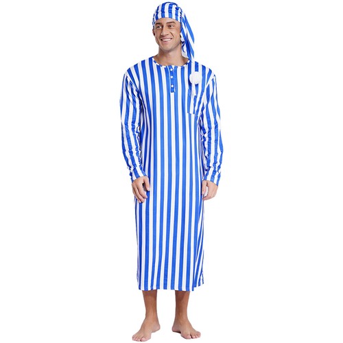 Mens Nightgowns Henley Shirt Nightwear Saudi Pajamas Outfits Sleep Robe Muslim - Picture 15 of 63