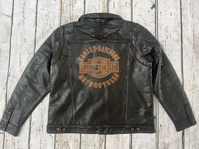 Harley Davidson Men's Digger Button-Up Black Leather Riding Jacket