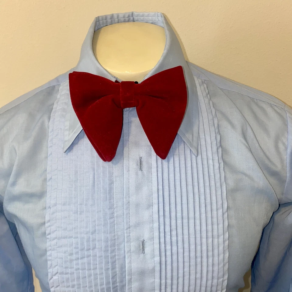 Camisa Esmoquin After Six Volantes Azules De Colección Años 70 80 Retro Boda Baile de graduación Para Hombres 15 33 34 Foto 4 de 4