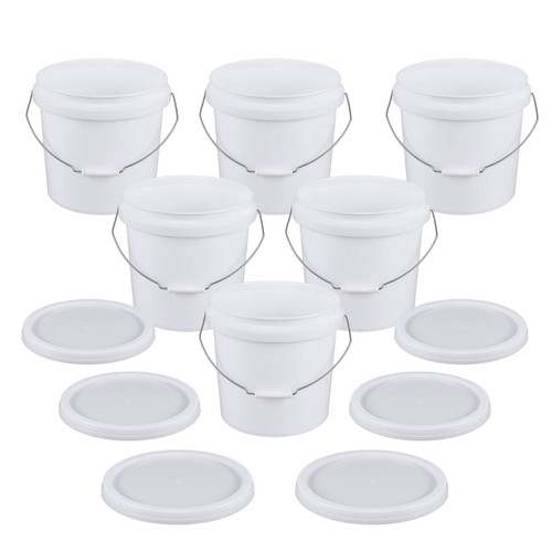 6 Pcs 4 Gallon White Bucket & Lid, All Purpose Pail, White - Picture 4 of 10