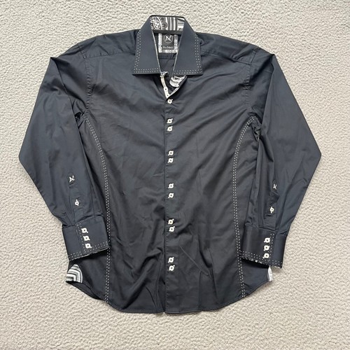 Au Noir Shirt Mens Size 4 (L) Black Button Up Dress Shirt Classy Preppy Designer - Picture 2 of 10