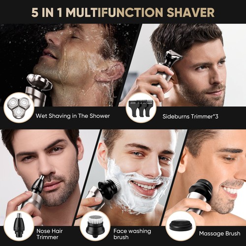 SEJOY 5 in 1 Men's Electric Razor Shaver Wet Dry Cordless Rotary Beard Trimmer - Picture 76 of 108