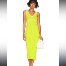 Solid & Striped Aubrey knit sleeveless midi Dress in Pear bright yellow sz large